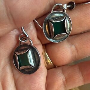 Elegant Silver and Green Earrings